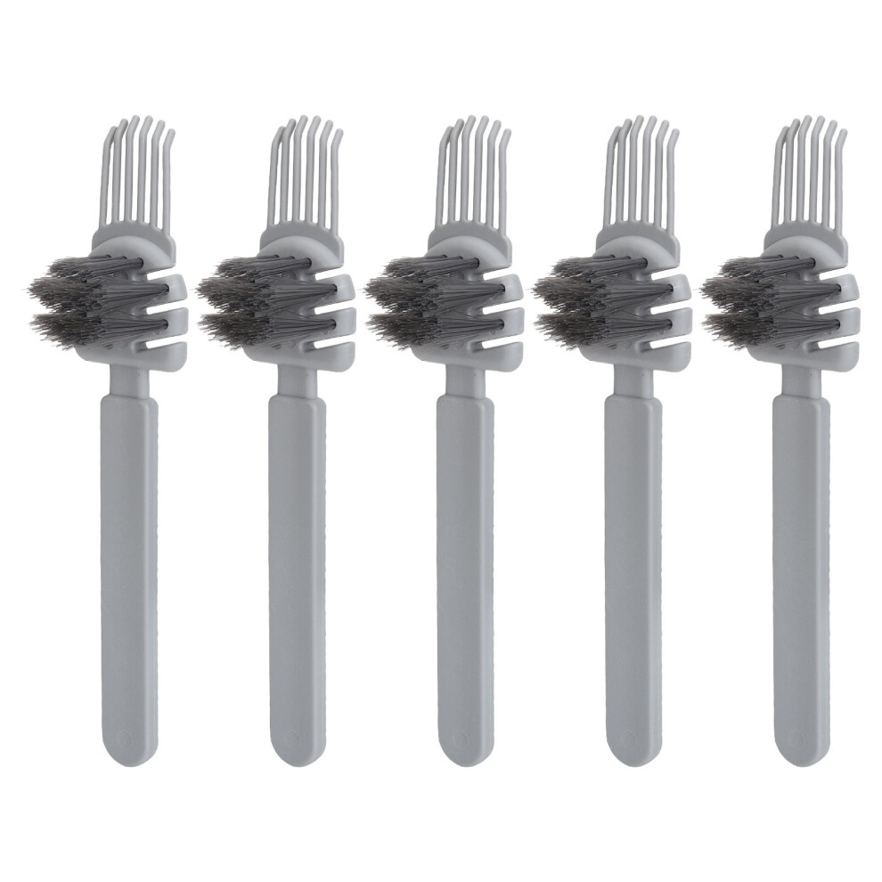 Grey 5Pcs Comb Cleaning Brush Plastic Dense Bristles
