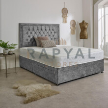 (4ft, 2 Drawers Same Side, Steel) Orlando Plush Divan Bed with Memory Mattress & Headboard