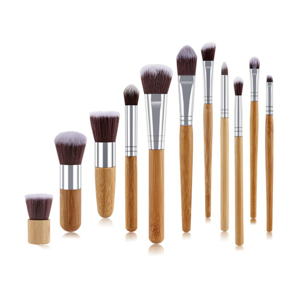 11Pcs Cosmetic Brushes Bamboo Handle Makeup Brush