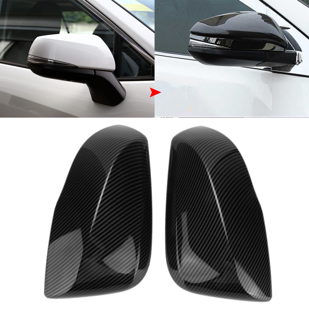 2Pcs Carbon Fiber Rear View Mirror Cover Fit Rav4 2019-2021 5081343492665