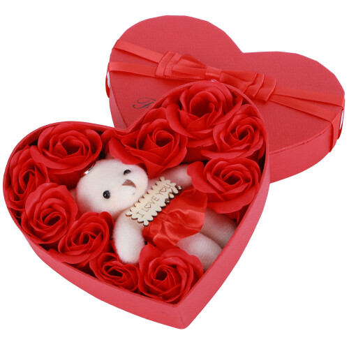 Artificial Rose Flower with Bears Gift Box Soap 2