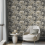 Muriva Charcoal Gold Floral Wallpaper 3D Effect Metallic Shimmer Feature Wall 2