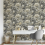 Muriva Charcoal Gold Floral Wallpaper 3D Effect Metallic Shimmer Feature Wall 1