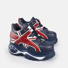 (Blue, 6 (Adults')) Buffalo 1339-14 Leather Women's Blue/Red Trainers