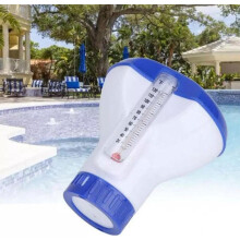 Chlorinator for Pool, Floating Chlorine and Bromine Chemical Dispenser with Thermometer for Indoor Outdoor Pools (Blue)