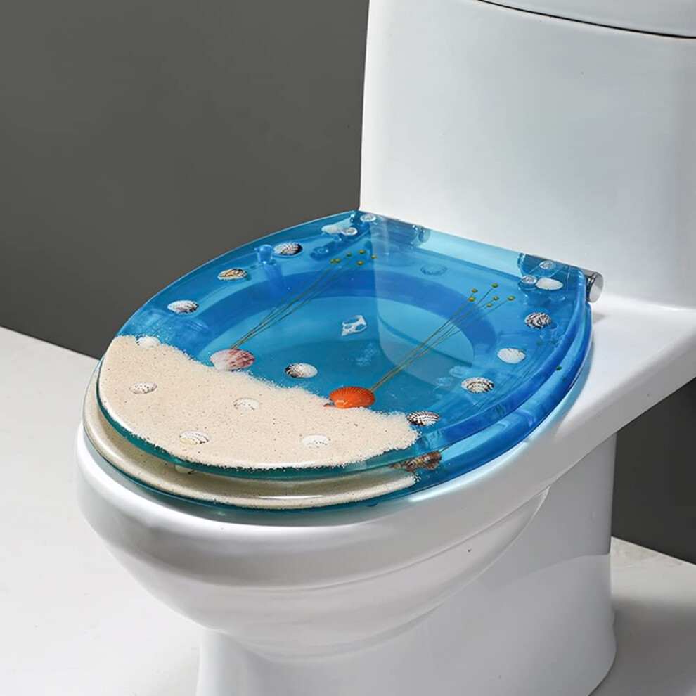 Rectangular Resin Toilet Seat With Soft-Close Mechanism, Quick-Release Hinges, Easy To Remove, Beige Shell For Standard Toilets 6482260767086