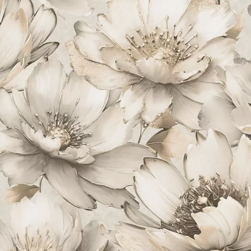 Muriva Cream Gold Floral Wallpaper 3D Effect Metallic Shimmer Feature Wall 2