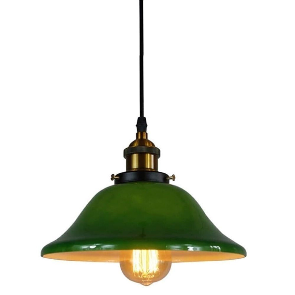 Modern Pendant Light Vintage Design with Green Bell Shade, Adjustable E27 Hanging Lamp for Kitchen Island and Bedroom, 25x19cm-image-OPC-PJR5W8X-NEW