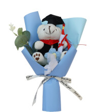 Handmade Crochet Bouquet, Blue Bear Plush Bouquet, Durable Crochet Flowers for Kids, Unique Gift Idea