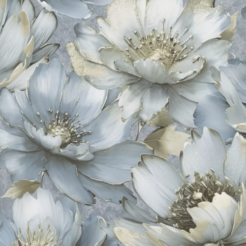 Muriva Blue Floral Wallpaper 3D Effect Metallic Shimmer Feature Wall 2