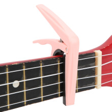 Capotasto in plastica rosa per ukulele con cuscinetto in silicone