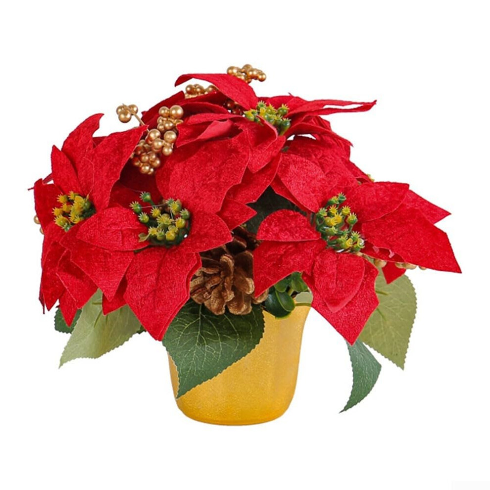 Elegant Red Poinsettia Flower Bouquet for Christmas Decor, Holiday Floral Arrangement, 12-Inch Size, Indoor Use-image-OPC-PJR66TM-NEW