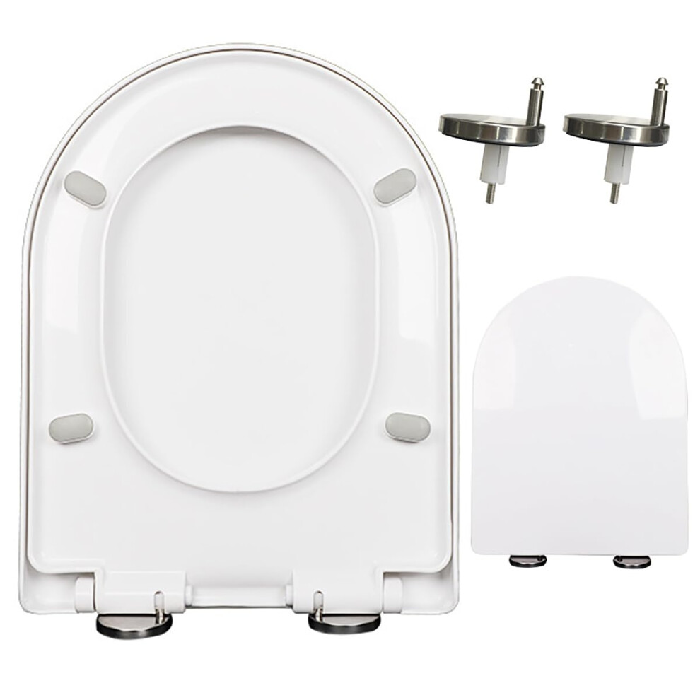 Toilet Seat With Soft-Close Mechanism, Durable White Pp Material, Non-Slip Bumpers, Fits Most Standard Toilets 6276012575995