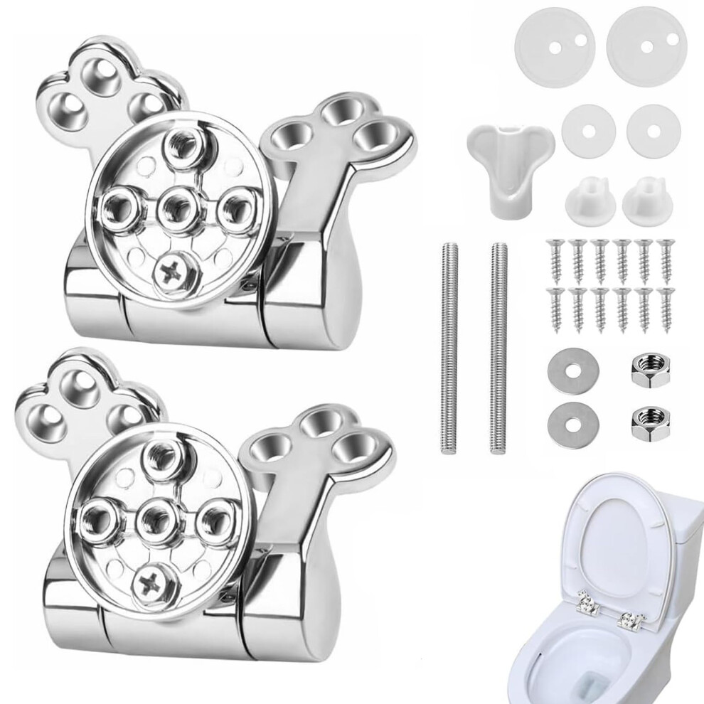 Toilet Seat Hinges Replacement Parts, Soft-Close Zinc Alloy Hinges For Standard Toilet Seats, Compatible With Most Models 6493810763441