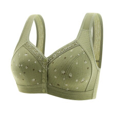 Breathable Underwear Women's Sports Bra Strong Hold Front Closure Non-Underwire Inserts Green 38 for Post-Surgery Fitness Yoga