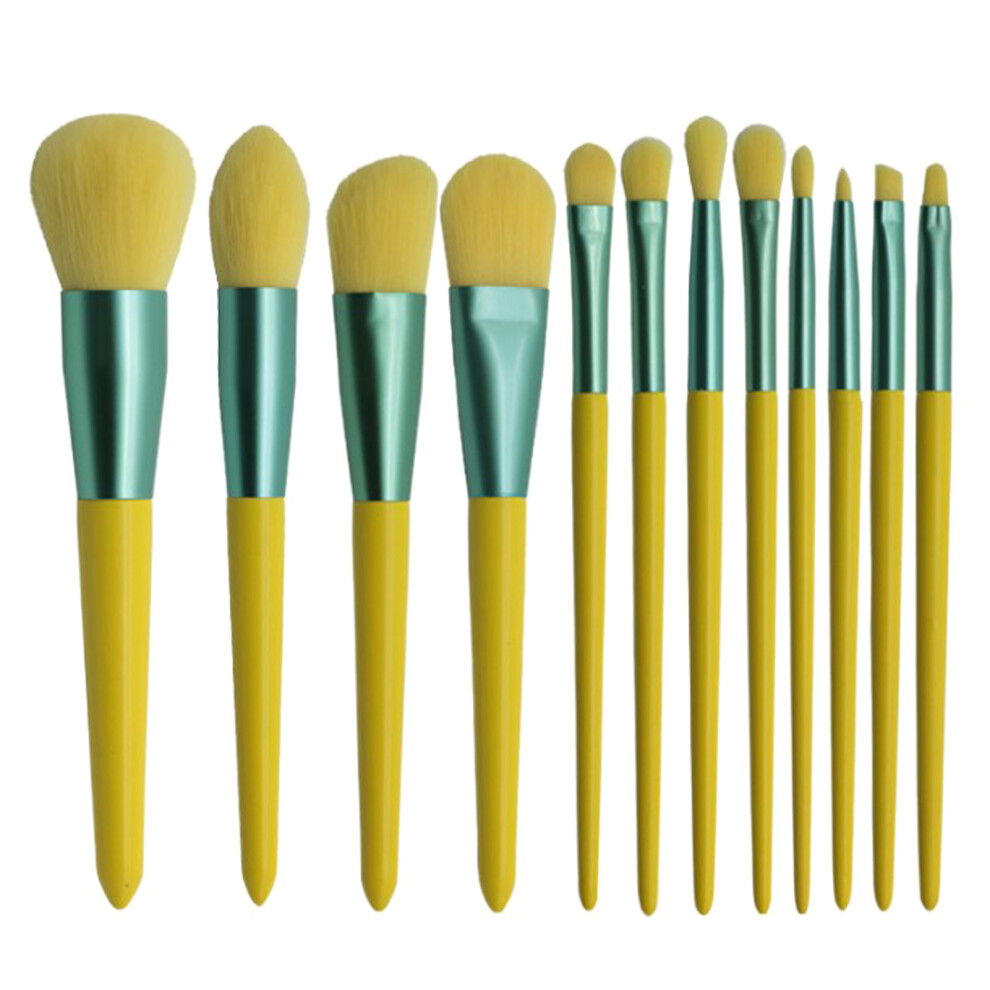 12pcs Cosmetic Brush Set Synthetic Fiber Wooden