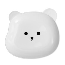 4 PCS Cute Bear Shape Plastic Salad Plates Set, White Fruit and Snack Dinner Dessert Plates, Kitchenware Tableware