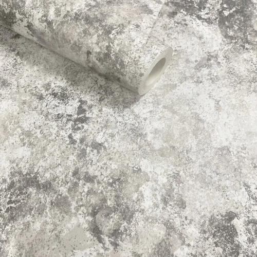 Muriva Grey Stone Effect Wallpaper Rustic Textured Gold Metallic 2