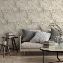 Cream Stone Effect Wallpaper Rustic Textured Silver Metallic