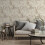 Muriva Cream Stone Effect Wallpaper Rustic Textured Silver Metallic 1