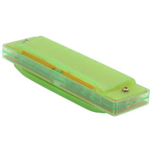 Transparente Kunststoff-Harmonica mit 10 Löchern und Aufbewahrungsbox für Kinder – Musikinstrument, grün