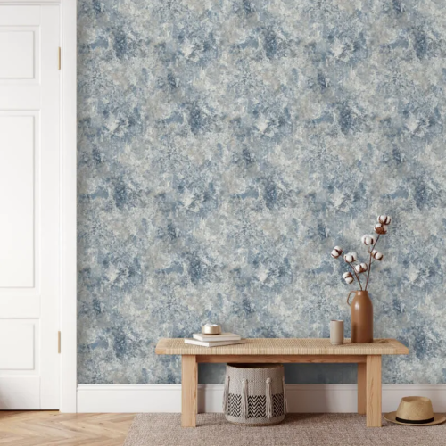 Muriva Blue Stone Effect Wallpaper Rustic Textured Metallic Shimmer Feature 1