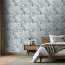 Blue Stone Effect Wallpaper Rustic Textured Metallic Shimmer Feature