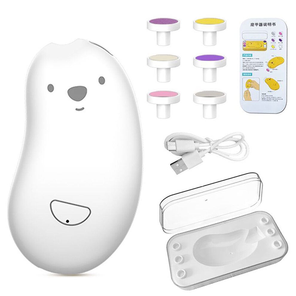 Electric Baby Nail Grinder Safe Usb Charging With White
