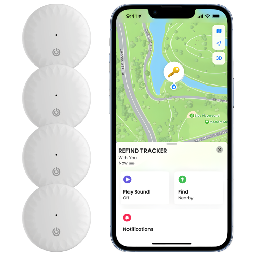 (4 Pack) ReFind Air Tracker for IOS (Apple Certified)
