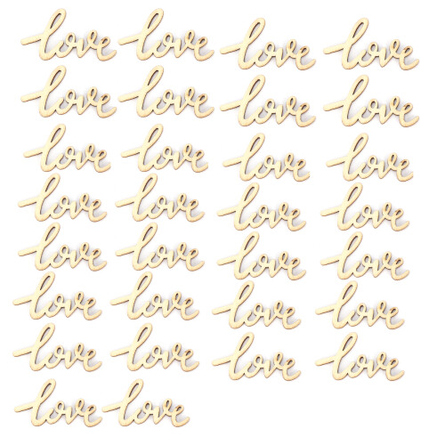 30 pièces de lettres en bois Love Script DIY, 5,5  3 cm 1