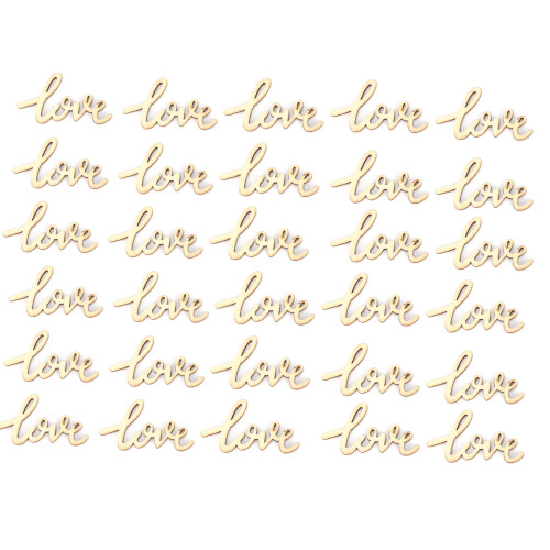 30 pièces de lettres en bois Love Script DIY, 5,5  3 cm
