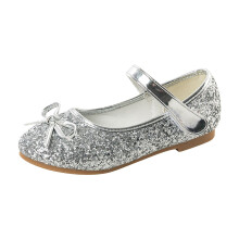 Girls' Sequin Princess Shoes Silver 30 EU Low Heel Glitter Dance Shoes Non-Slip Soft Soles Elegant School Footwear