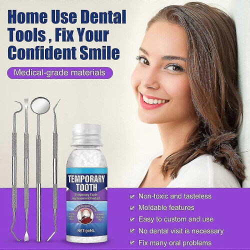 Tooth Repair Kit, Temporary Teeth Replacement Kit, Fixing The Missing And Broken Tooth Replacements with Tool 1