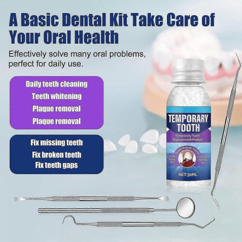 Tooth Repair Kit, Temporary Teeth Replacement Kit, Fixing The Missing And Broken Tooth Replacements with Tool 2