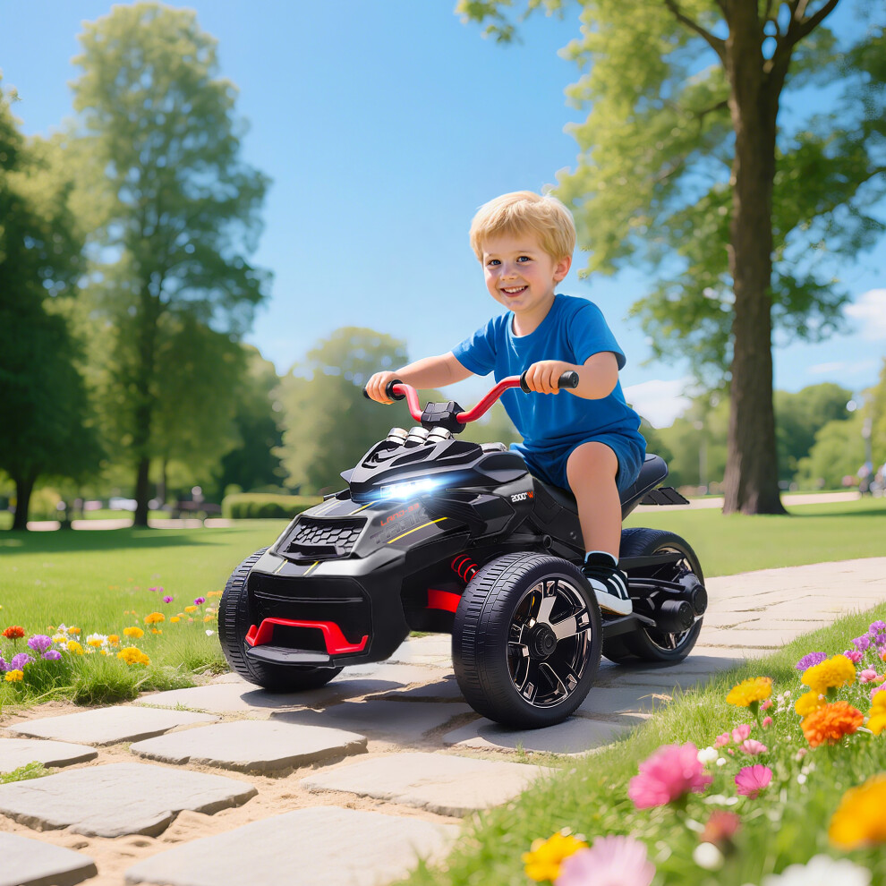 Aiyaplay Black 12V Kids Electric Ride On Car, Battery Powered Ride On Atv,