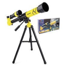 Bluetooth Headphones with 60 mm HD Refractor Telescope for Kids, Lightweight Tripod, Moon and Landscape Viewing, Yellow
