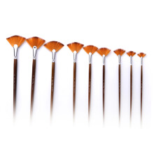 Ensemble de 9 pinceaux éventail, tailles #0-#16, Flaxenwood
