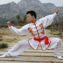 (White, 130) Chinese Tai Chi Clothing Kung Fu Wushu Martial Arts Suit for Kids Adults