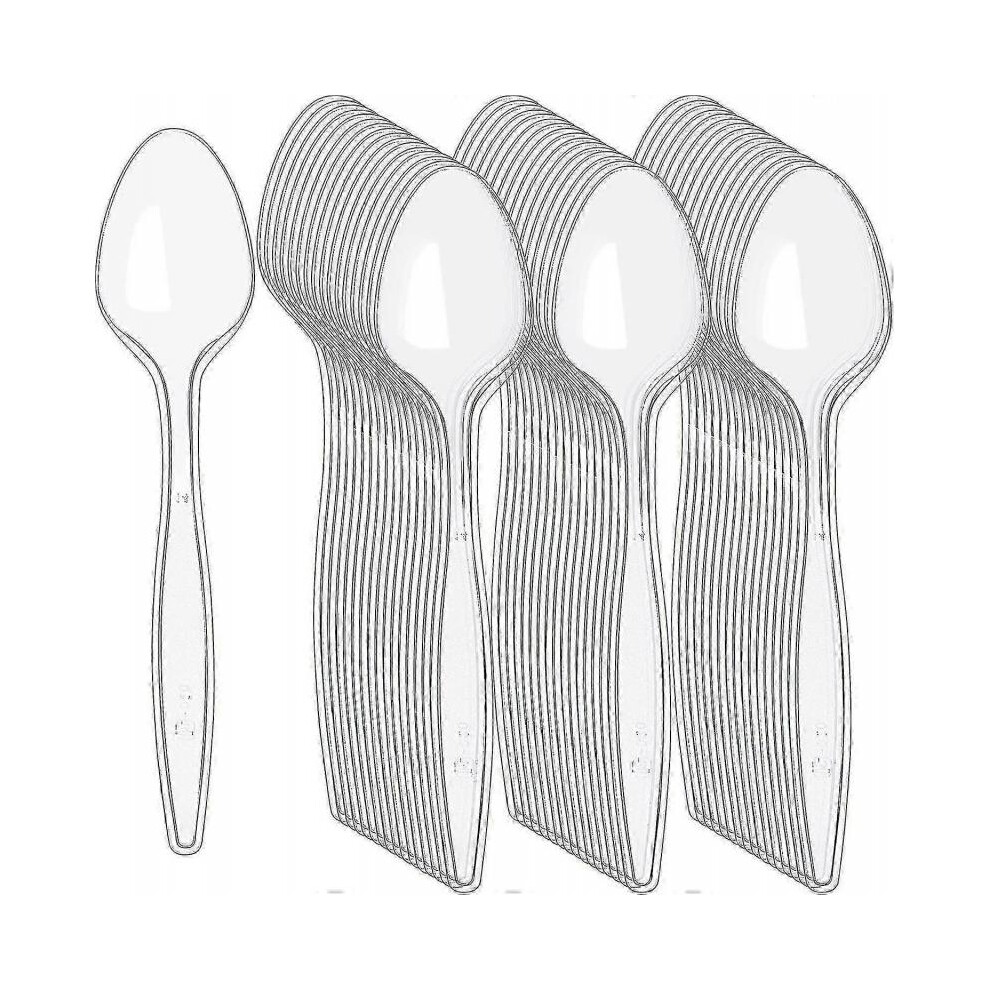 Althee 500 Pieces Clear Plastic Spoons Heavy Duty Plastic Silverware Plastic Cutlery Transparent