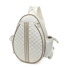 White Checkered Tennis Bags for Women, 2 Racket Badminton Backpack, Tennis Racket Carrier with Water Bottle Compartment