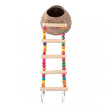 Hanging Coconut Bird House Coconut Hideaway with Ladder Bird And Small Animal Toy House Coconut Shell Bird Hut