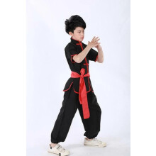 (Black, 130) Chinese Kung Fu Wushu Martial Arts Uniform Tai Chi Short Sleeve Clothing Kids