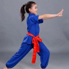(Royal blue, 110) Chinese Kung Fu Wushu Martial Arts Uniform Tai Chi Short Sleeve Clothing Kids