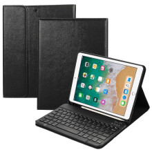 For Ipad Air (2013)/air 2/9.7-inch (2017)/(2018) Bluetooth Keyboard Leather Case Stand with Pen Slot