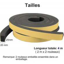 2024, Foam Gasket Strip 2 Rolls 25mm(w) X20mm(h) X4m(l) Seal Weatherproof Shockproof Anticollision Furnitu