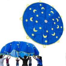 Play Parachute for Kids, 1.8m 9 Handles Kids Parachute, Parachute Toy Tent Game for Children Gymnastic Cooperative Play And Outdoor Activities