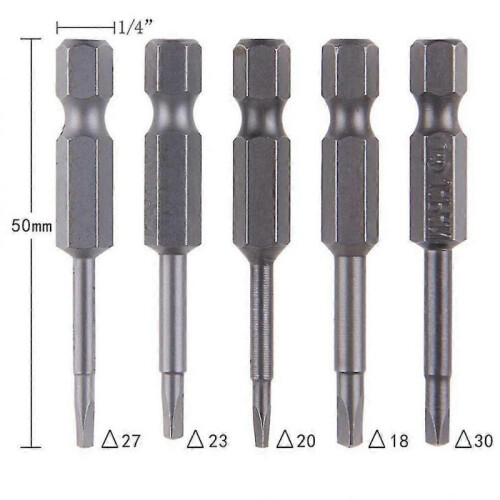 5 Pcs /set Magnetic Triangle Head Screwdriver Bits S2 Steel 1/4 Hex Shank 50mm