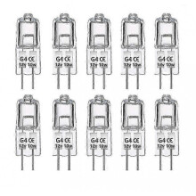 10pack G4 Halogen Light Bulbs 10w 12v Dimmable 2 Pin Lamp Bulb Warm White Clear Capsule 2 Pin Base for Lighting