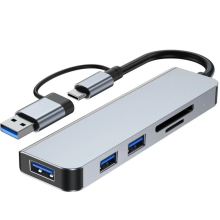 Concentrador USB 3.0 8 en 2 (5 en 2), estación de acoplamiento con concentrador USB C, transmisión de
