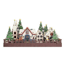 LED Glow Christmas Wooden Garden House Figurines Mall Window Miniatures Decoration Creative Christmas Festival Gift